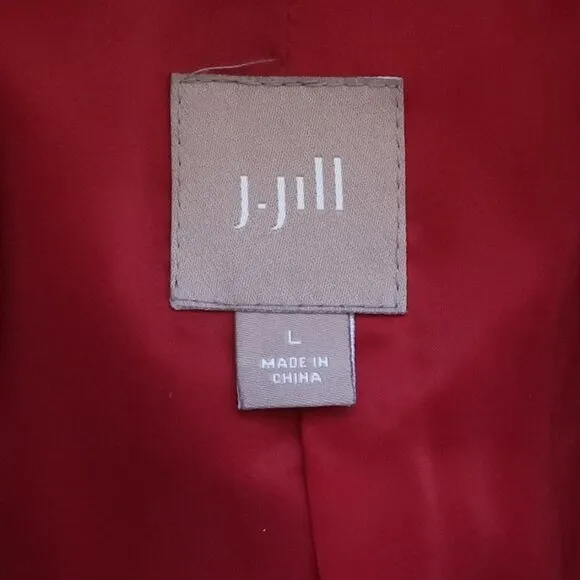 𝅺J. Jill Wool Raspberry Red Tweed Single Breasted Career Blazer / Jacket Size L