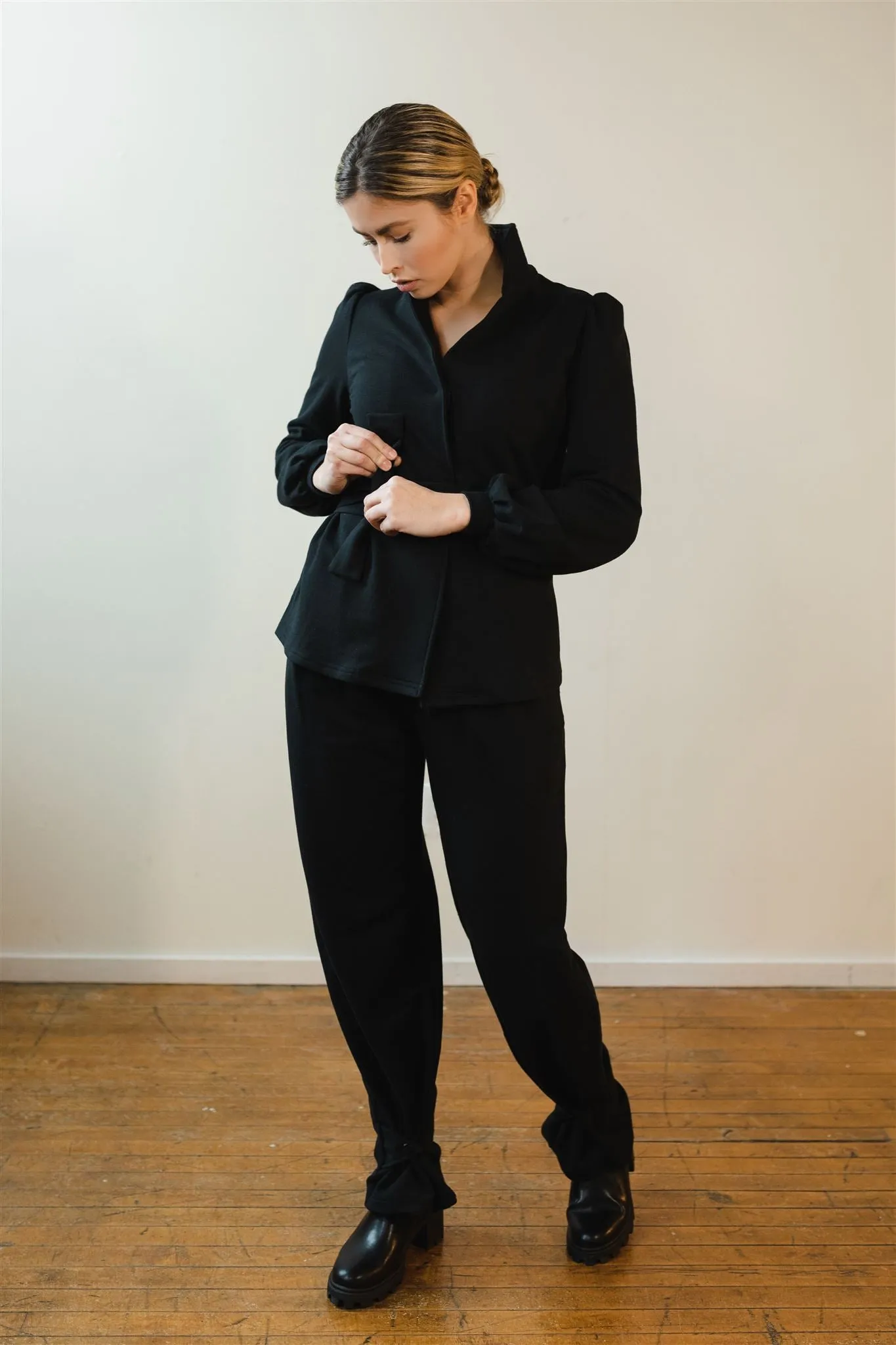 Jackie Tencel Organic Cotton Button-Down - Black