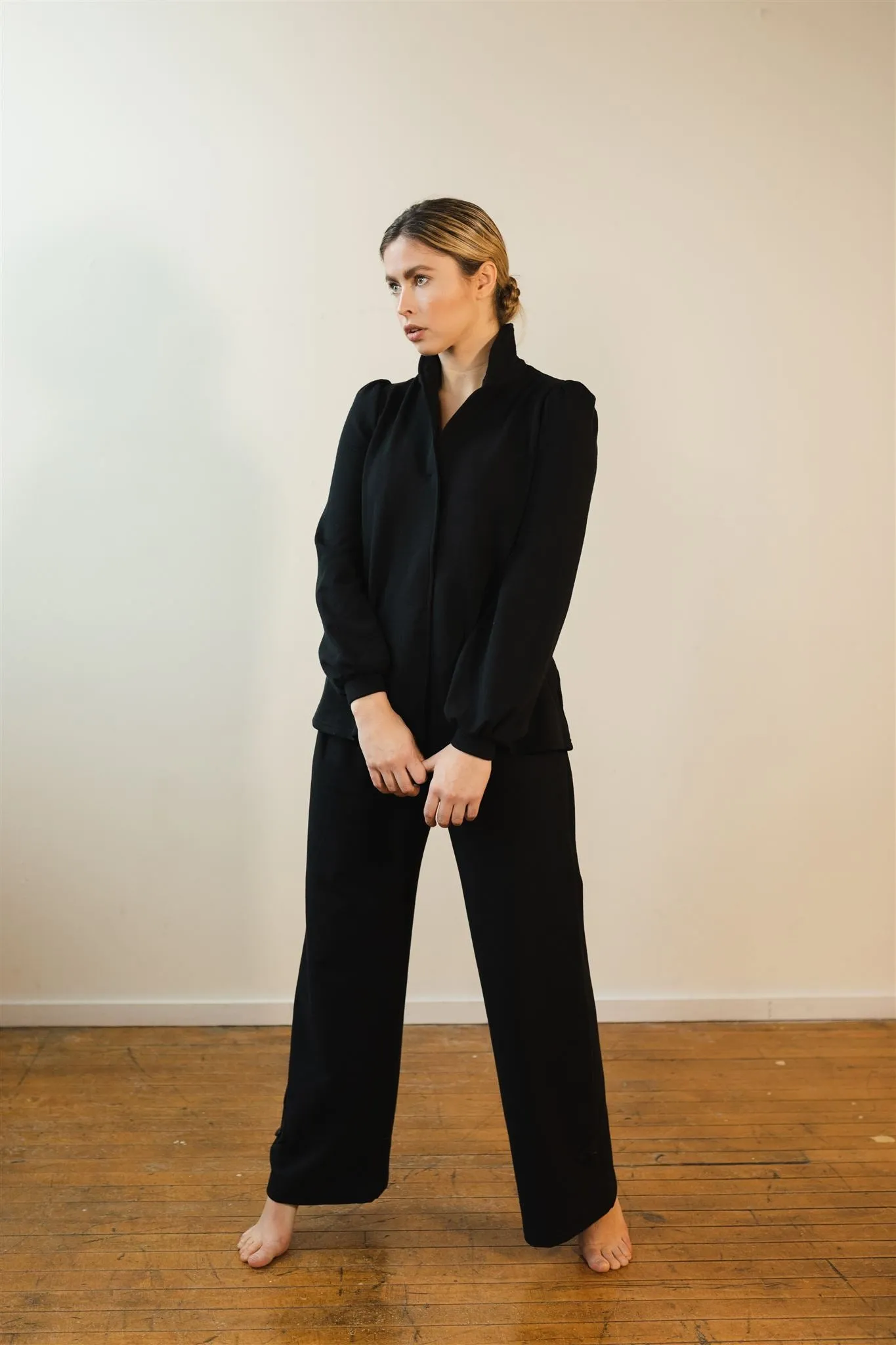 Jackie Tencel Organic Cotton Button-Down - Black