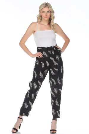 Jade by Johnny Was Leaves Linen Embroidered Belted Tapered Pants L64421