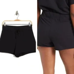 James Perse Shorts Womens M Drawstring Jersey Knit Black Retail $125