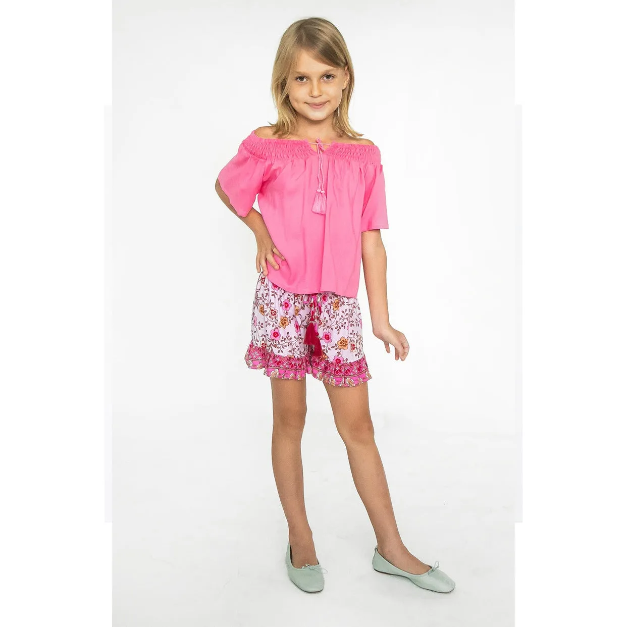 Joyous & Free Sunrise Camellia Ruffle Smock Short