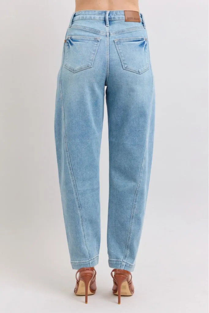 Judy Blue High Rise Side Panel Barrel Leg Jeans