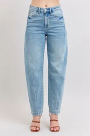 Judy Blue High Rise Side Panel Barrel Leg Jeans