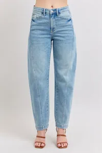 Judy Blue High Rise Side Panel Barrel Leg Jeans