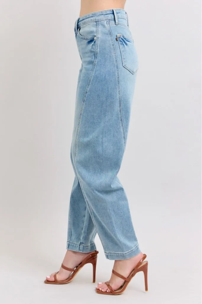 Judy Blue High Rise Side Panel Barrel Leg Jeans