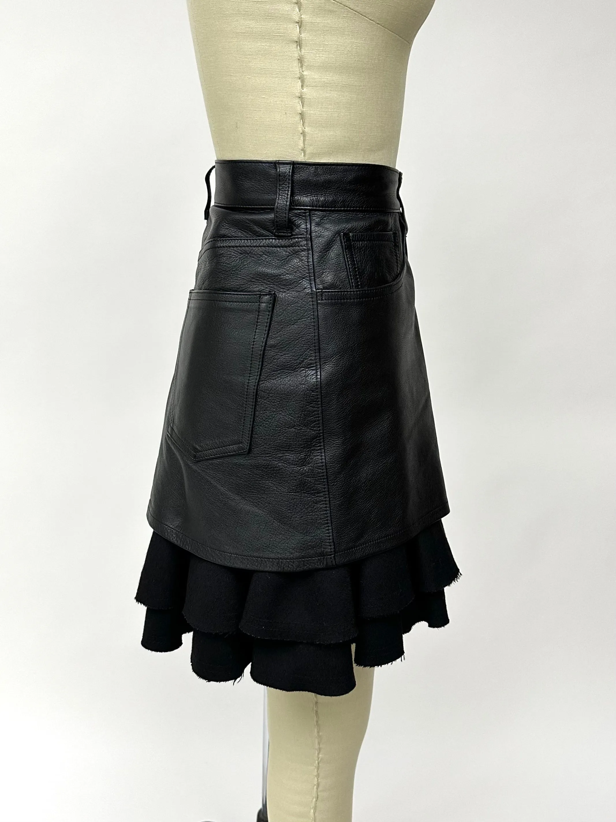Junya Watanabe Leather & Wool Ruffle Shorts