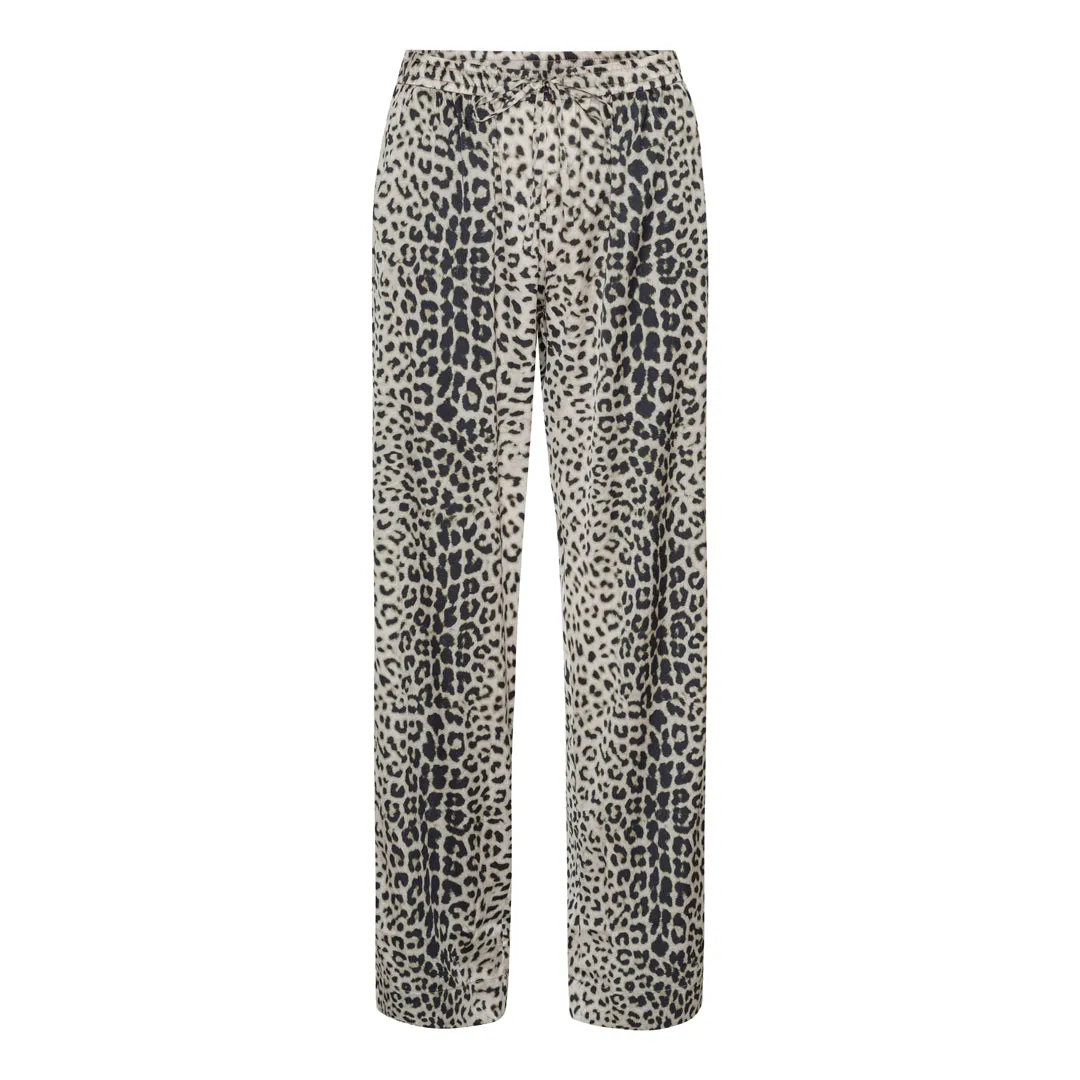 Karmamia Lou pants nude leopard bukse med strikk i livet og vide rette ben