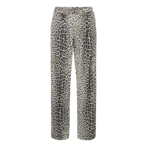 Karmamia Lou pants nude leopard bukse med strikk i livet og vide rette ben