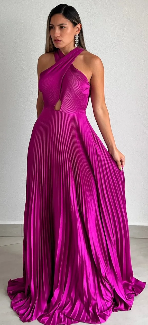 Keep You Enchanted Orchid Pleated Long Dress