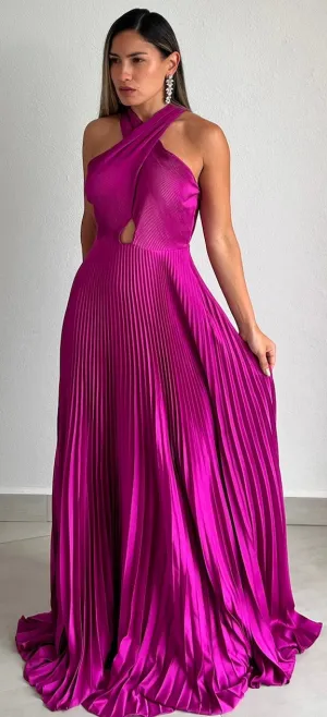 Keep You Enchanted Orchid Pleated Long Dress
