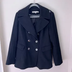 Kenneth Cole Wool Blend Pea Coat Double Breasted Jacket Black Size 12