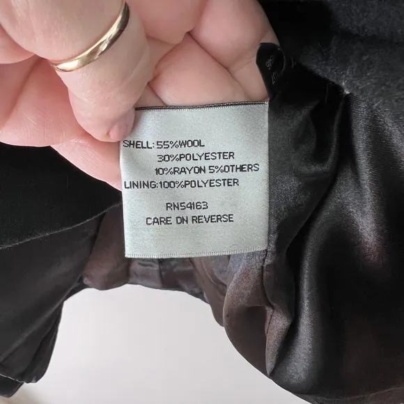 Kenneth Cole Wool Blend Pea Coat Double Breasted Jacket Black Size 12