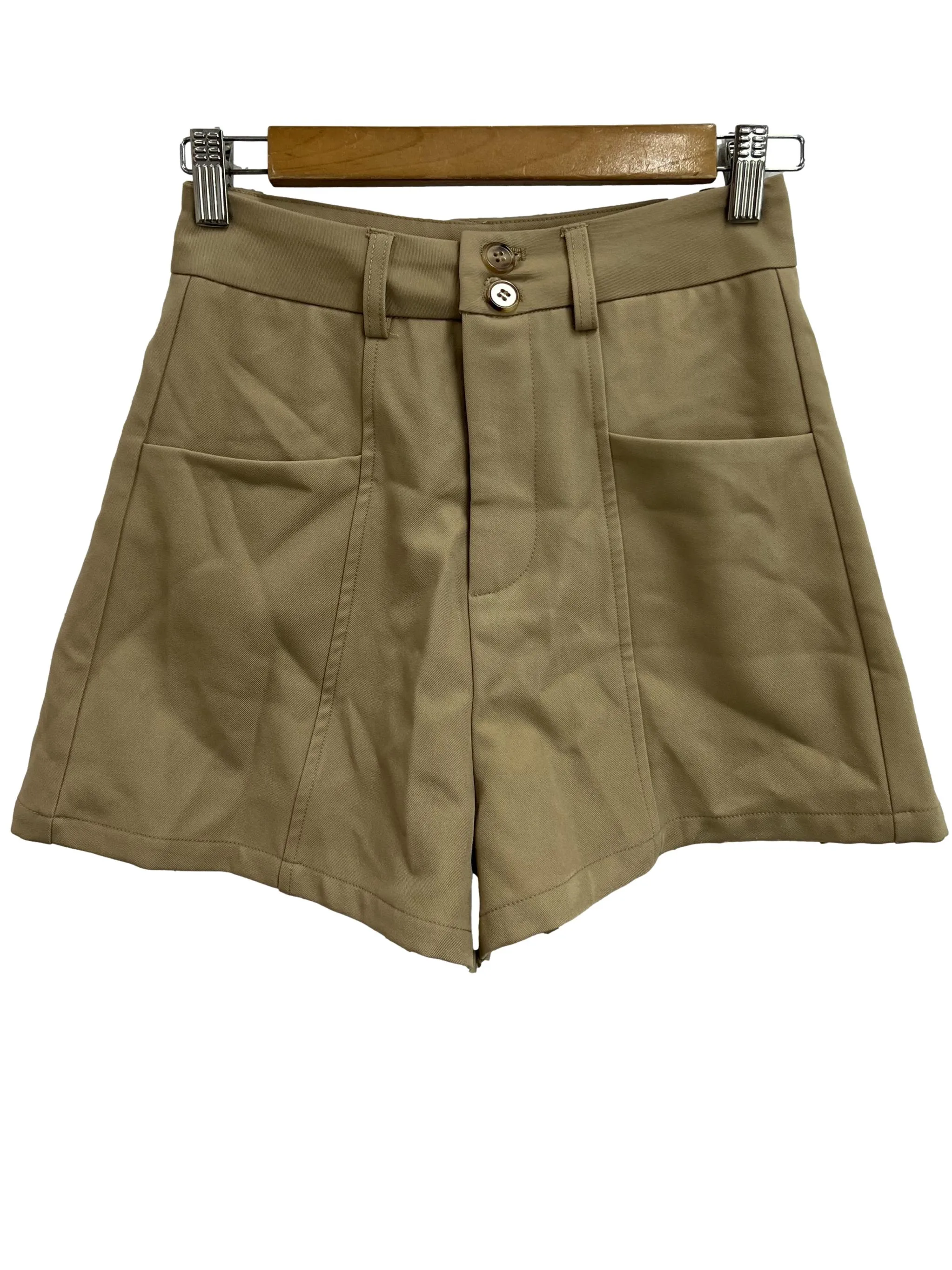 Khaki Double Button Shorts