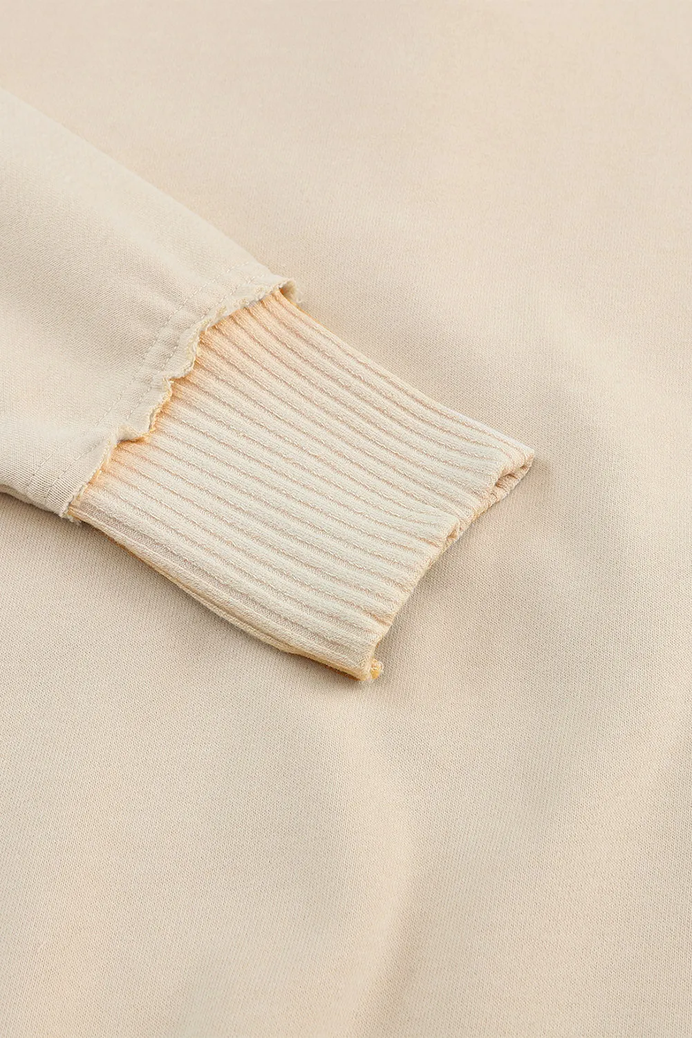 Khaki Ribbed Detail Snap Button Sweatshirt