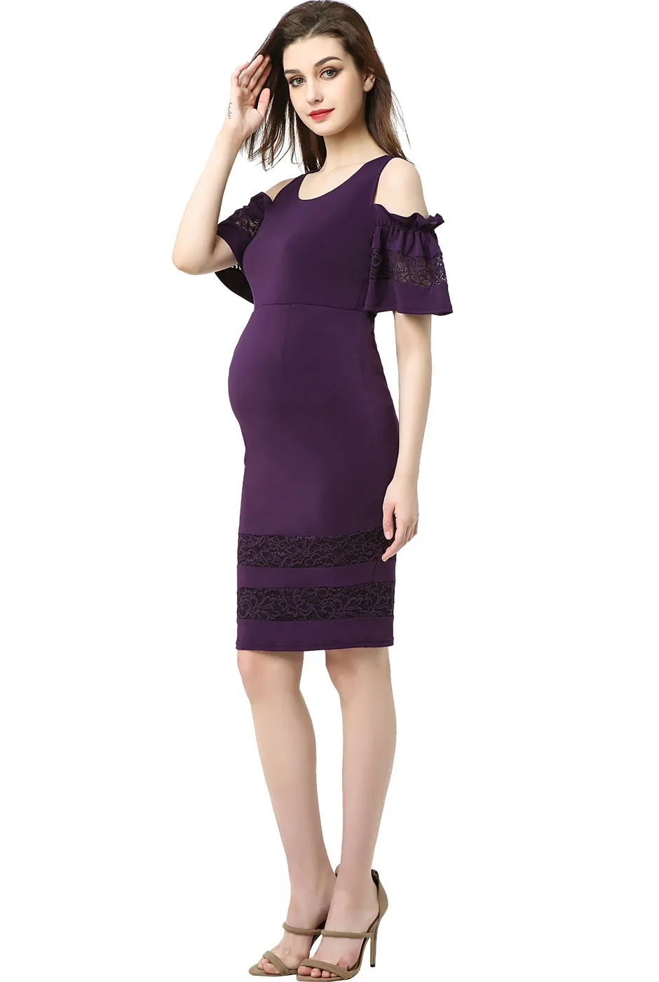 Kimi   Kai Maternity "Marissa" Cold Shoulder Sheath Dress