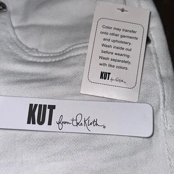 KUT From‎ The Kloth Katy Boyfriend White Denim Shorts Size 16 NWT Summer Outdoor