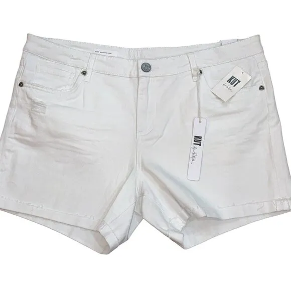 KUT From‎ The Kloth Katy Boyfriend White Denim Shorts Size 16 NWT Summer Outdoor