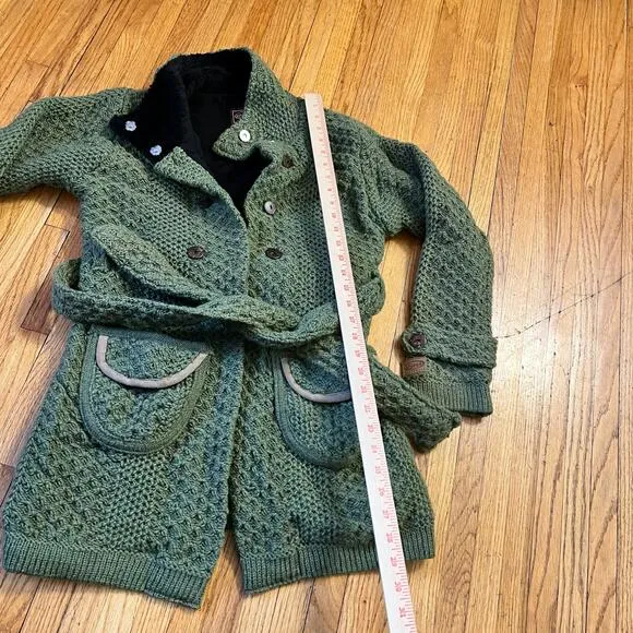 Kyber Outerwear Nepal Sweater Womens Small Fleece Lined Heavy Wool Knit Jacket