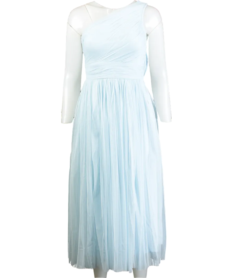 Lace & Beads Blue One Shoulder Tulle Midi Dress UK 6