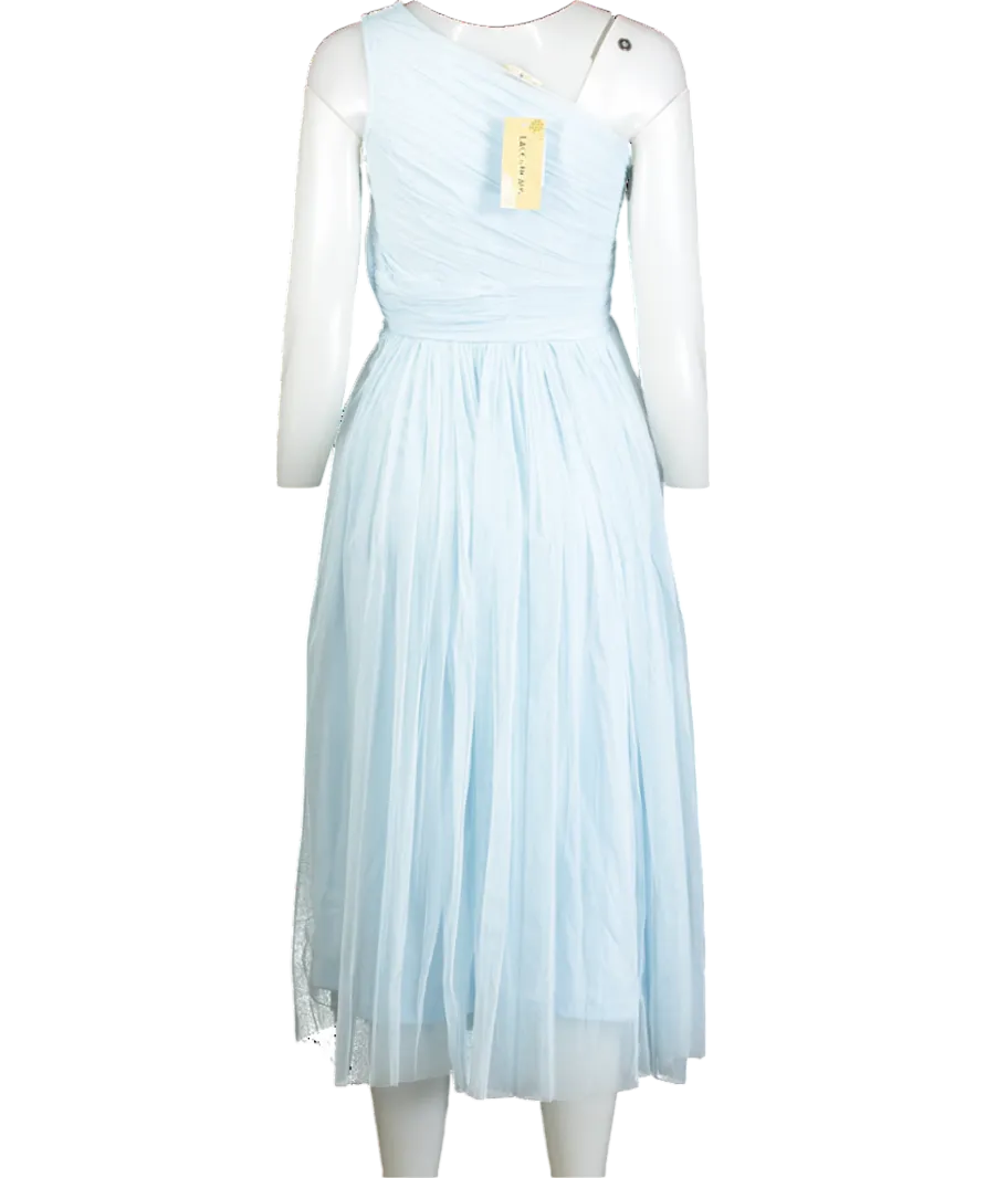 Lace & Beads Blue One Shoulder Tulle Midi Dress UK 6