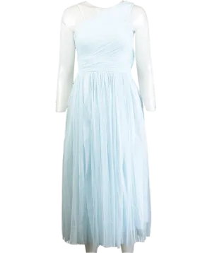 Lace & Beads Blue One Shoulder Tulle Midi Dress UK 6