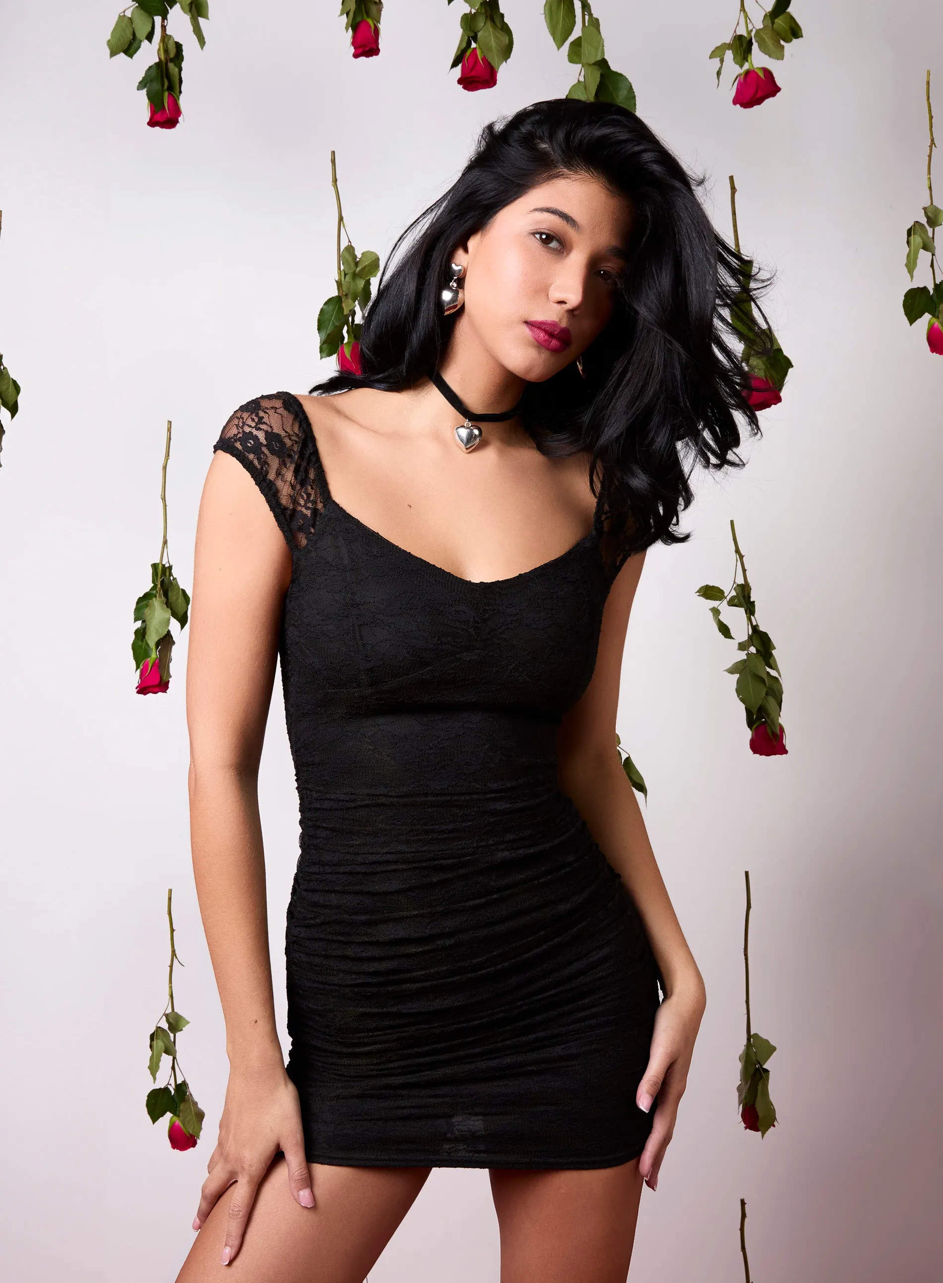 Lace Sweetheart Mini Dress