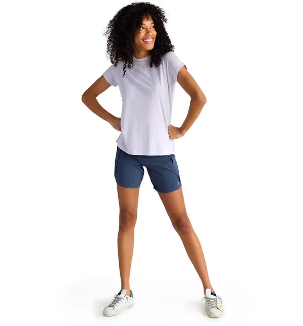 LADIES FREE FLY BAMBOO LINED BREEZE SHORT 4IN - BLUE DUSK
