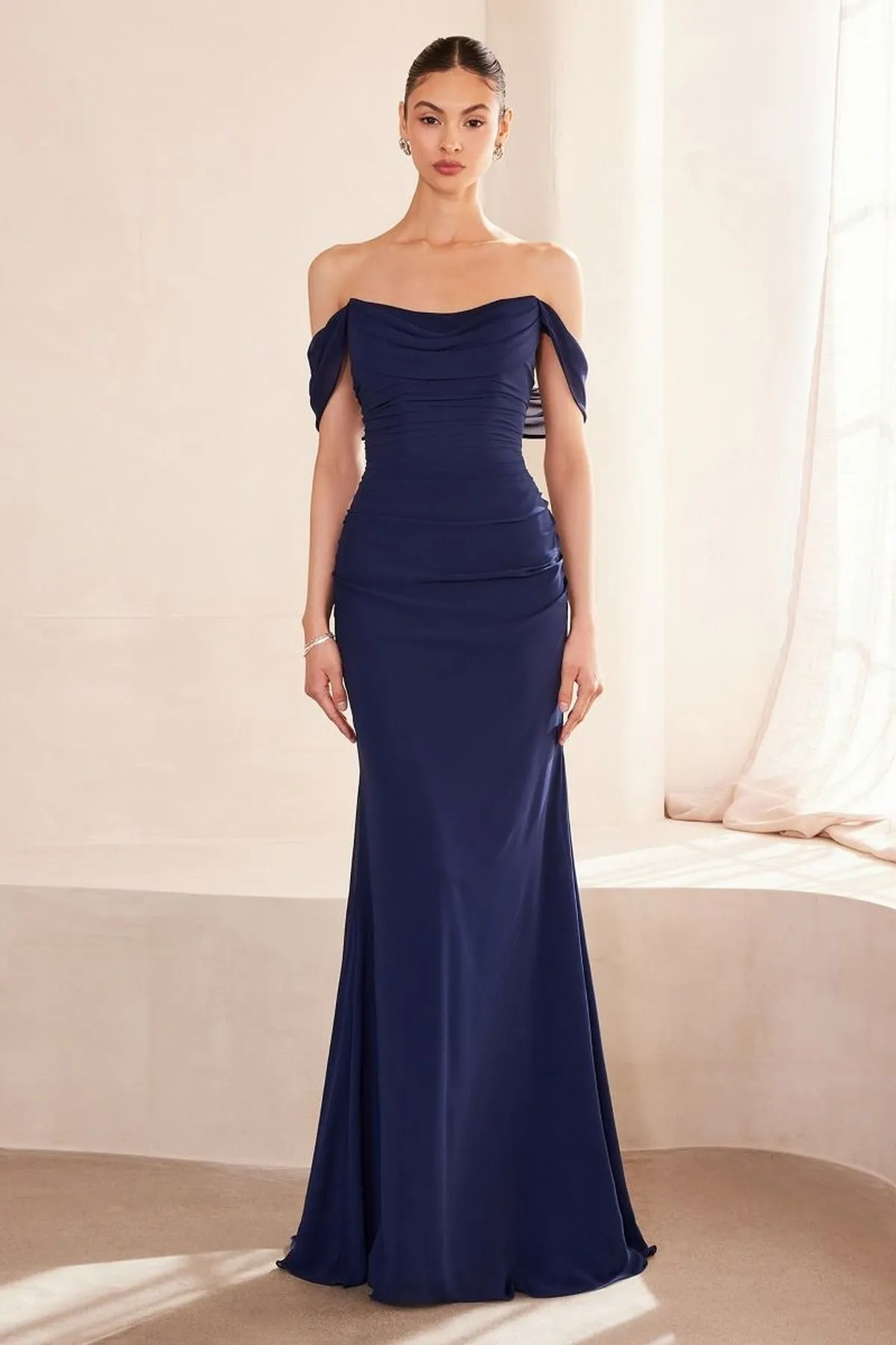Ladivine Amoris T705 Off Shoulder Fitted Bridesmaid Gown