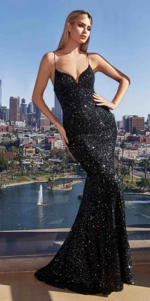 Ladivine CH066 Long Fitted Sequin Mermaid Gown
