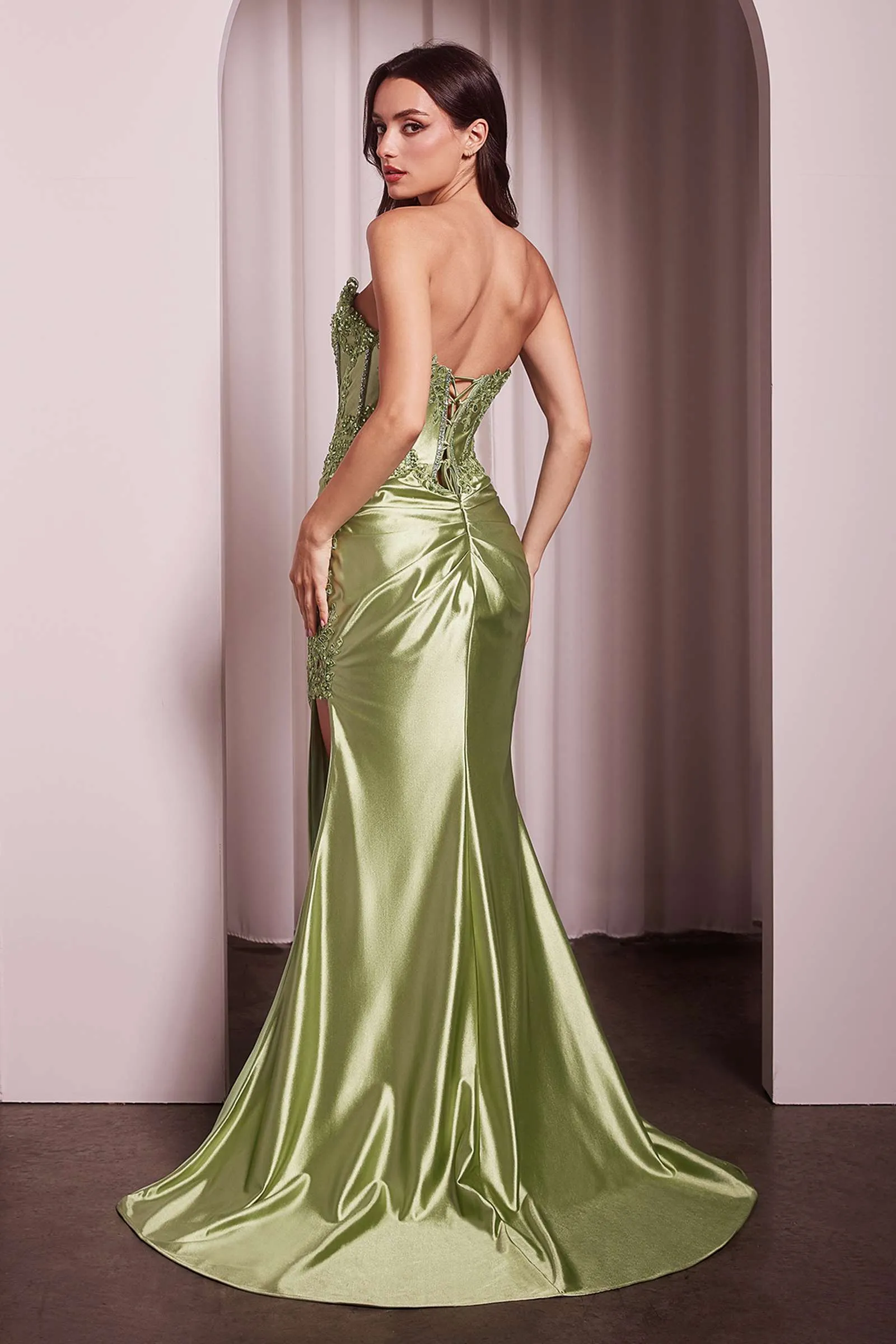 Ladivine KV1116 Dress Fitted Strapless Lace & Satin Gown