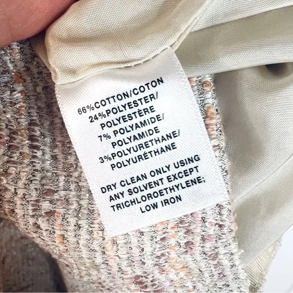 Lafayette 148 Tweed Sparkly Neutral Pink Pencil Skirt | Sz 2 | Light Academia