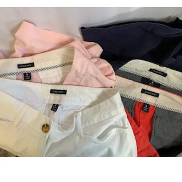 Land's End 4 Pair Bundle Size 8 Shorts Pink, White, Blue an Coral Womens