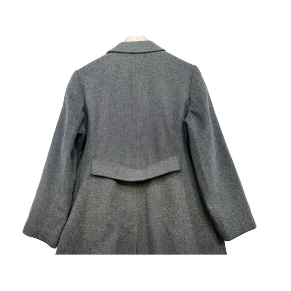 Lands End Womens Wool Blend Coat 14P Gray Long Sleeve Button-Up Outerwear