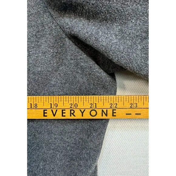 Lands End Womens Wool Blend Coat 14P Gray Long Sleeve Button-Up Outerwear