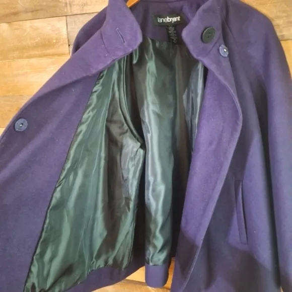 LANE BRYANT Purple Faux Wool Blend Cape Coat SZ 2X or 18/20