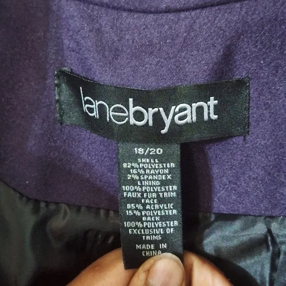 LANE BRYANT Purple Faux Wool Blend Cape Coat SZ 2X or 18/20