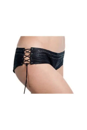 Leather Shorts- Bikini Hot Pants - Sexy Festival Wear- Black