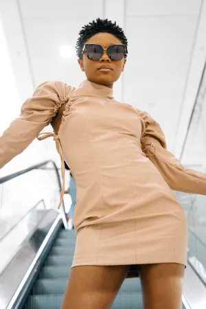 Leather Shrug Sleeve Dress