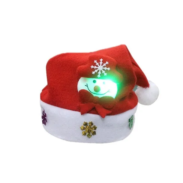 LED Christmas Hat Santa Claus Reindeer Snowman Hats New Year Xmas Gifts Cap