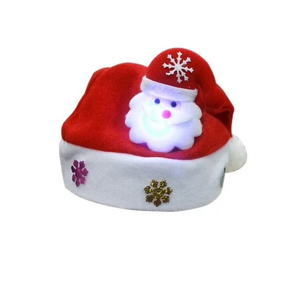 LED Christmas Hat Santa Claus Reindeer Snowman Hats New Year Xmas Gifts Cap