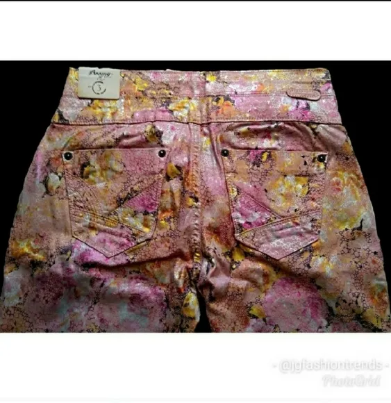 LEIGH FLORAL FOIL JEANS | METALLIC FOIL JEANS