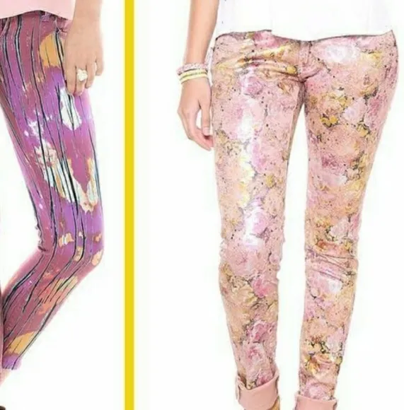 LEIGH FLORAL FOIL JEANS | METALLIC FOIL JEANS