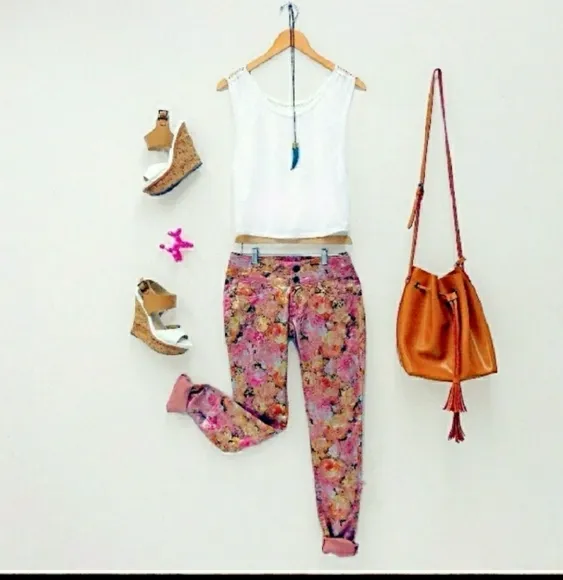 LEIGH FLORAL FOIL JEANS | METALLIC FOIL JEANS