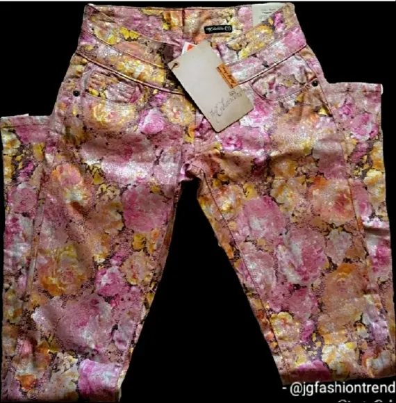 LEIGH FLORAL FOIL JEANS | METALLIC FOIL JEANS