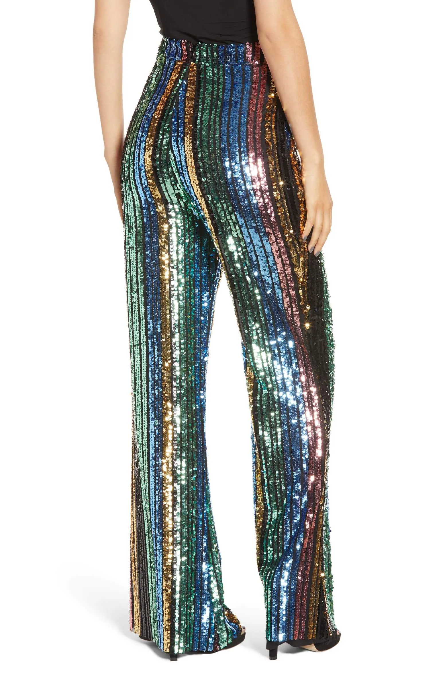 Leigh High Waisted Striped Sequin Pants