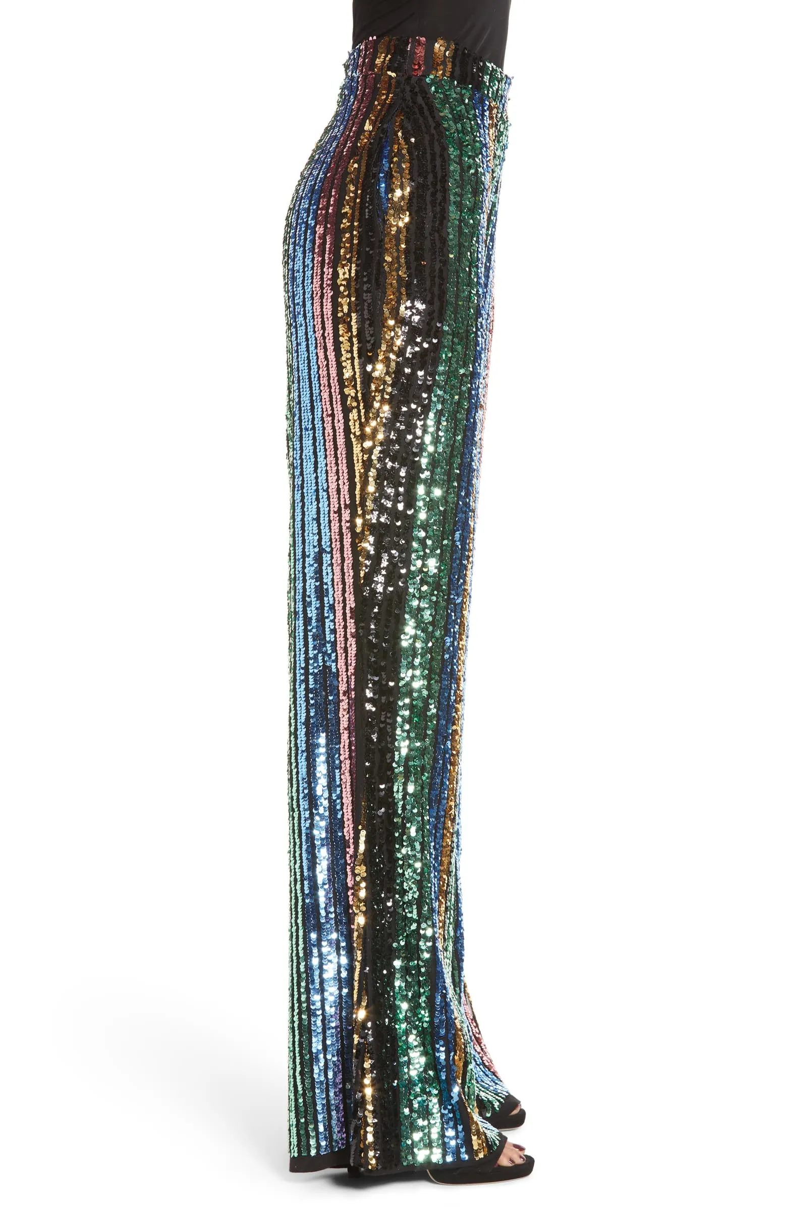 Leigh High Waisted Striped Sequin Pants