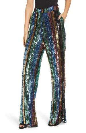 Leigh High Waisted Striped Sequin Pants