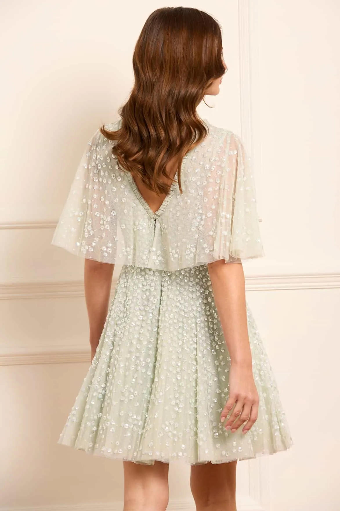 Leila Dot V-Neck Cape Mini Dress