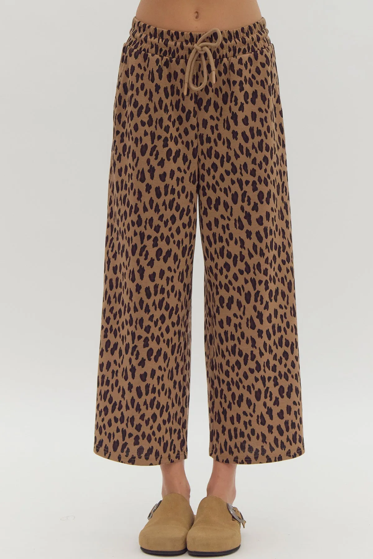 Leopard High Waisted Cropped Bottoms {Camel}